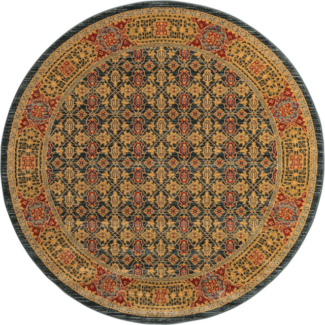 Navy Blue 6' 1 x 6' 1 Palace Round Area Rug