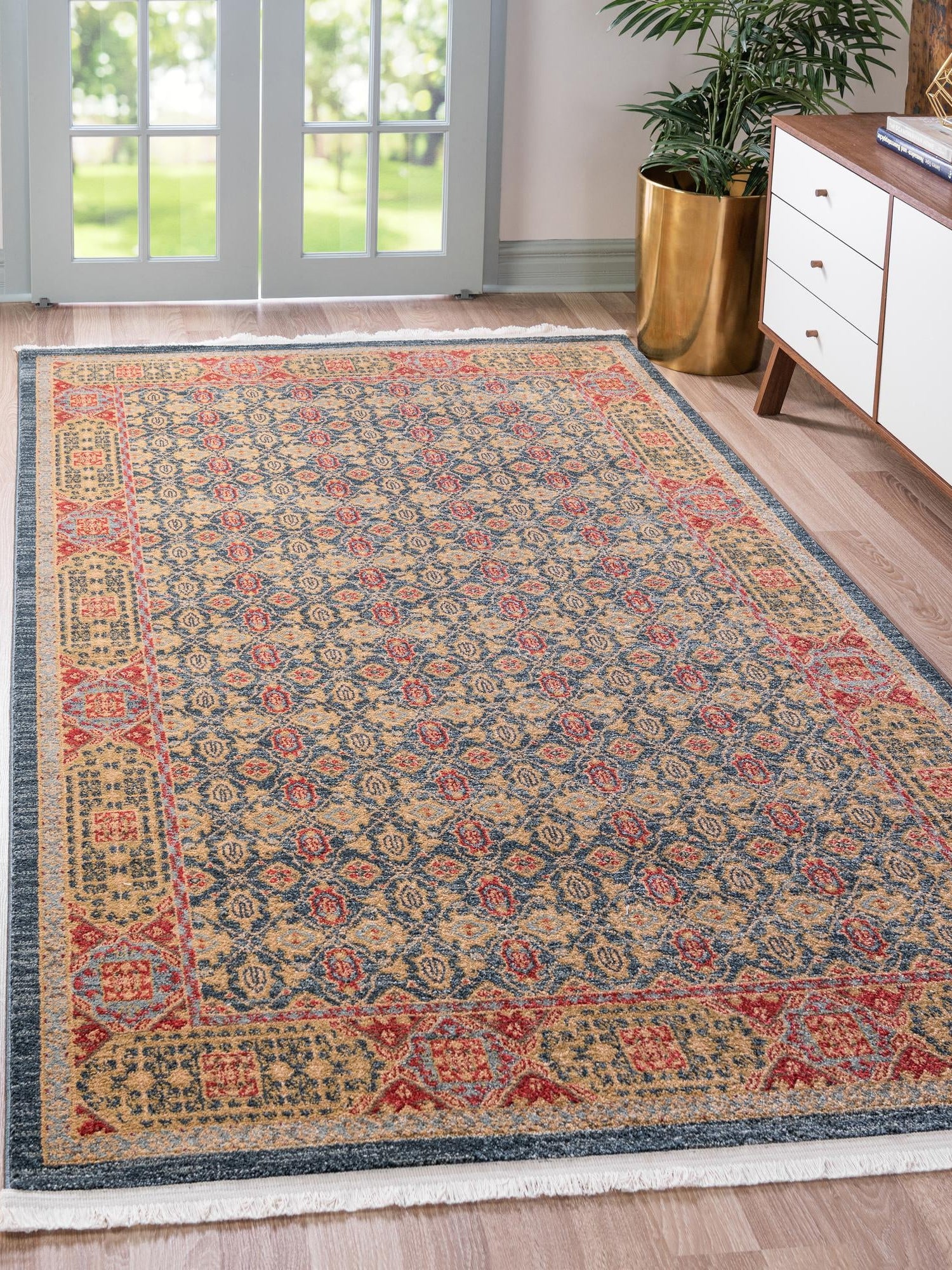 Navy Blue 10' x 11' 4 Palace Rectangle Area Rug