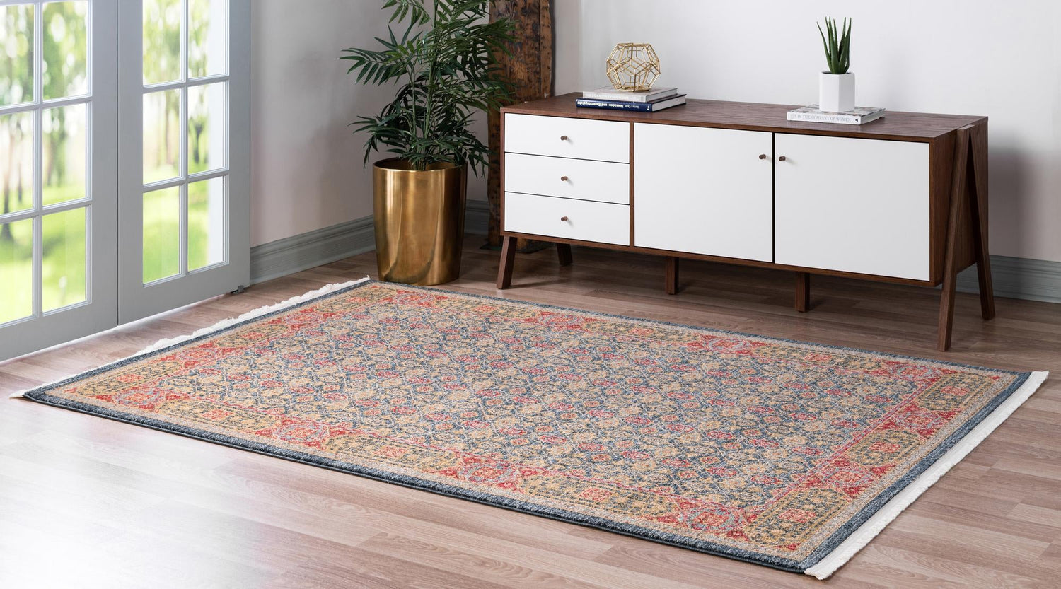 Navy Blue 5' 1 x 8' Palace Rectangle Area Rug