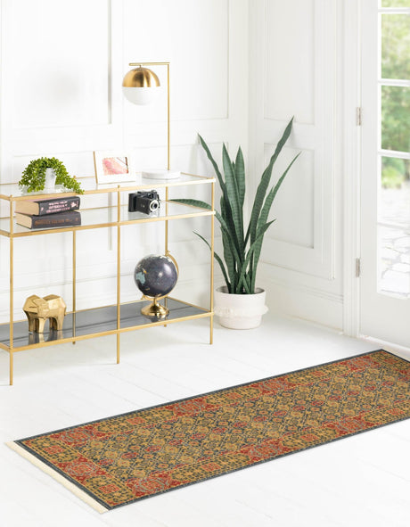 Navy Blue 2' x 6' 1 Palace Runner Area Rug Traditional Motif Design 100% Polypropylene Majestic Carpet for Elegant Interior Decorating for Sale at Rug Engine
