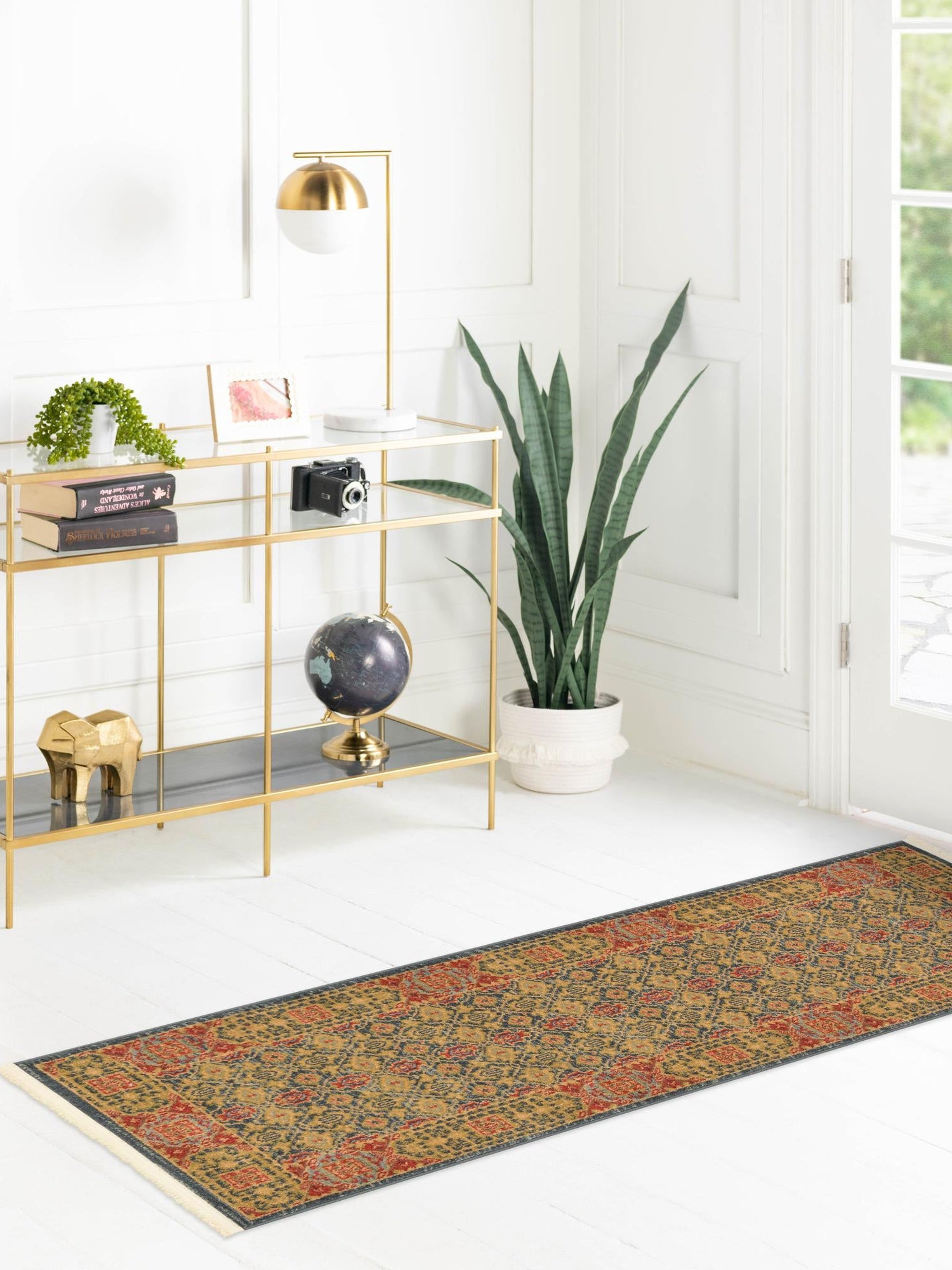 Navy Blue 2' 7 x 10' Palace Runner Area Rug