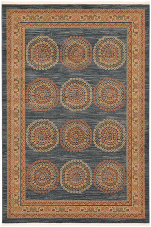 Blue 6' 1 x 9' Fars Rectangle Rug