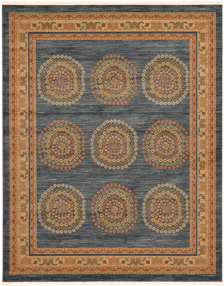 Blue 8' x 10' Fars Rectangle Area Rug 100% Polypropylene Unique Traditional Carpet for Classical Living, Dining Room & Office Spaces for Sale at Rug Engine