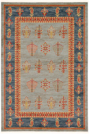 Light Blue 6' 1 x 9' Fars Rectangle Area Rug 100% Polypropylene Unique Traditional Carpet for Classical Living, Dining Room & Office Spaces for Sale at Rug Engine