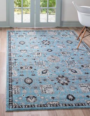 Light Blue 8' x 10' Tradition Rectangle Area Rug Traditional Classic Vintage Design Carpet for Living Room, Bedrooms, Dining, Office Space for Sale at Rug Engine