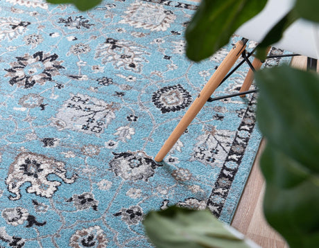Light Blue 9' x 12' 2 Tradition Rectangle Area Rug Traditional Classic Vintage Design Carpet for Living Room, Bedrooms, Dining, Office Space for Sale at Rug Engine