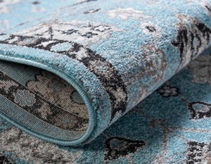 Light Blue 8' x 10' Tradition Rectangle Area Rug Traditional Classic Vintage Design Carpet for Living Room, Bedrooms, Dining, Office Space for Sale at Rug Engine