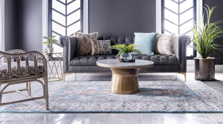Light Blue 4' 1 x 6' 1 Tradition Rectangle Area Rug Traditional Classic Vintage Design Carpet for Living Room, Bedrooms, Dining, Office Space for Sale at Rug Engine