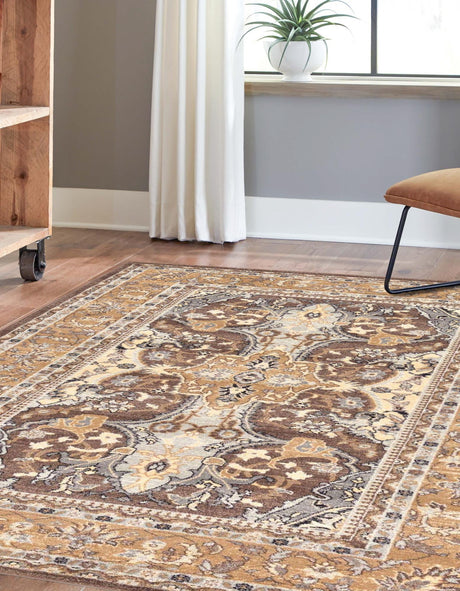 Brown 5' 1 x 8' Tradition Rectangle Area Rug Traditional Classic Vintage Design Carpet for Living Room, Bedrooms, Dining, Office Space for Sale at Rug Engine
