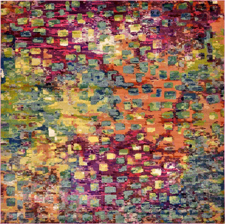 Multicolor 12' 2 x 12' 2 Jardin Square Area Rug 100% Polypropylene With Cotton Backing Colorful & Vivid Modern Carpet for Home Decor for Sale at Rug Engine