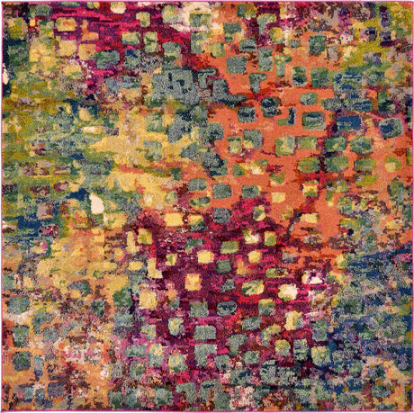 Multicolor 6' 1 x 6' 1 Jardin Square Area Rug 100% Polypropylene With Cotton Backing Colorful & Vivid Modern Carpet for Home Decor for Sale at Rug Engine