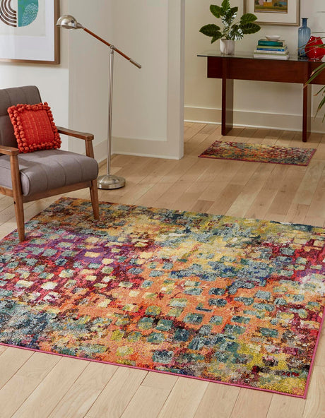 Multicolor 9' 10 x 9' 10 Jardin Square Area Rug 100% Polypropylene With Cotton Backing Colorful & Vivid Modern Carpet for Home Decor for Sale at Rug Engine