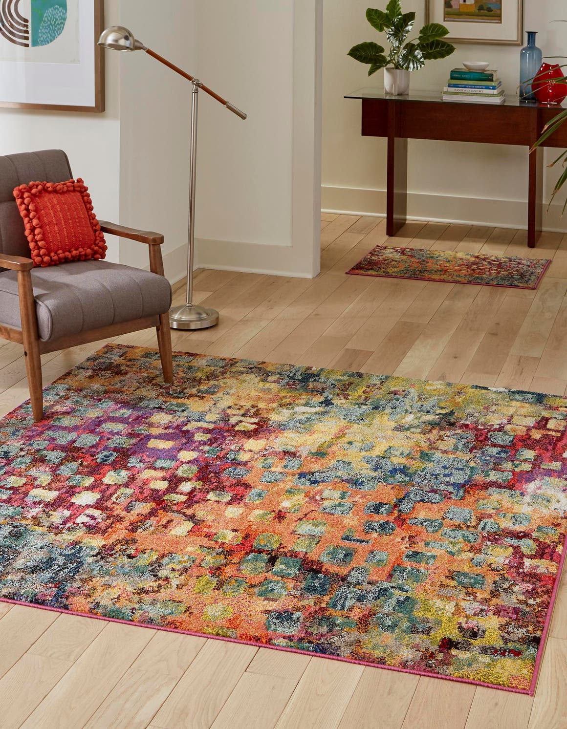 Multicolor 5' x 5' Jardin Square Area Rug 100% Polypropylene With Cotton Backing Colorful & Vivid Modern Carpet for Home Decor for Sale at Rug Engine