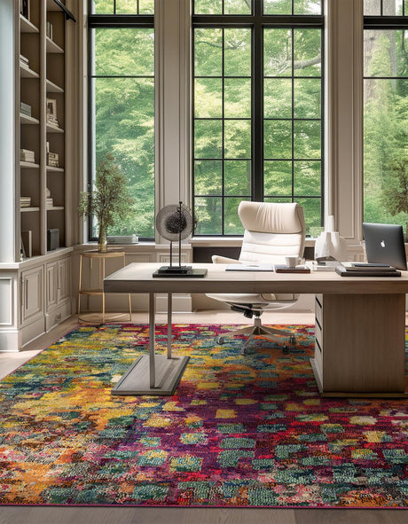 Multicolor 5' x 5' Jardin Square Area Rug 100% Polypropylene With Cotton Backing Colorful & Vivid Modern Carpet for Home Decor for Sale at Rug Engine