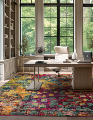 Multicolor 6' 1 x 6' 1 Jardin Square Area Rug 100% Polypropylene With Cotton Backing Colorful & Vivid Modern Carpet for Home Decor for Sale at Rug Engine