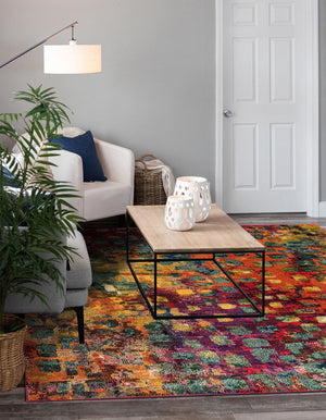 Multicolor 4' x 4' Jardin Square Area Rug 100% Polypropylene With Cotton Backing Colorful & Vivid Modern Carpet for Home Decor for Sale at Rug Engine