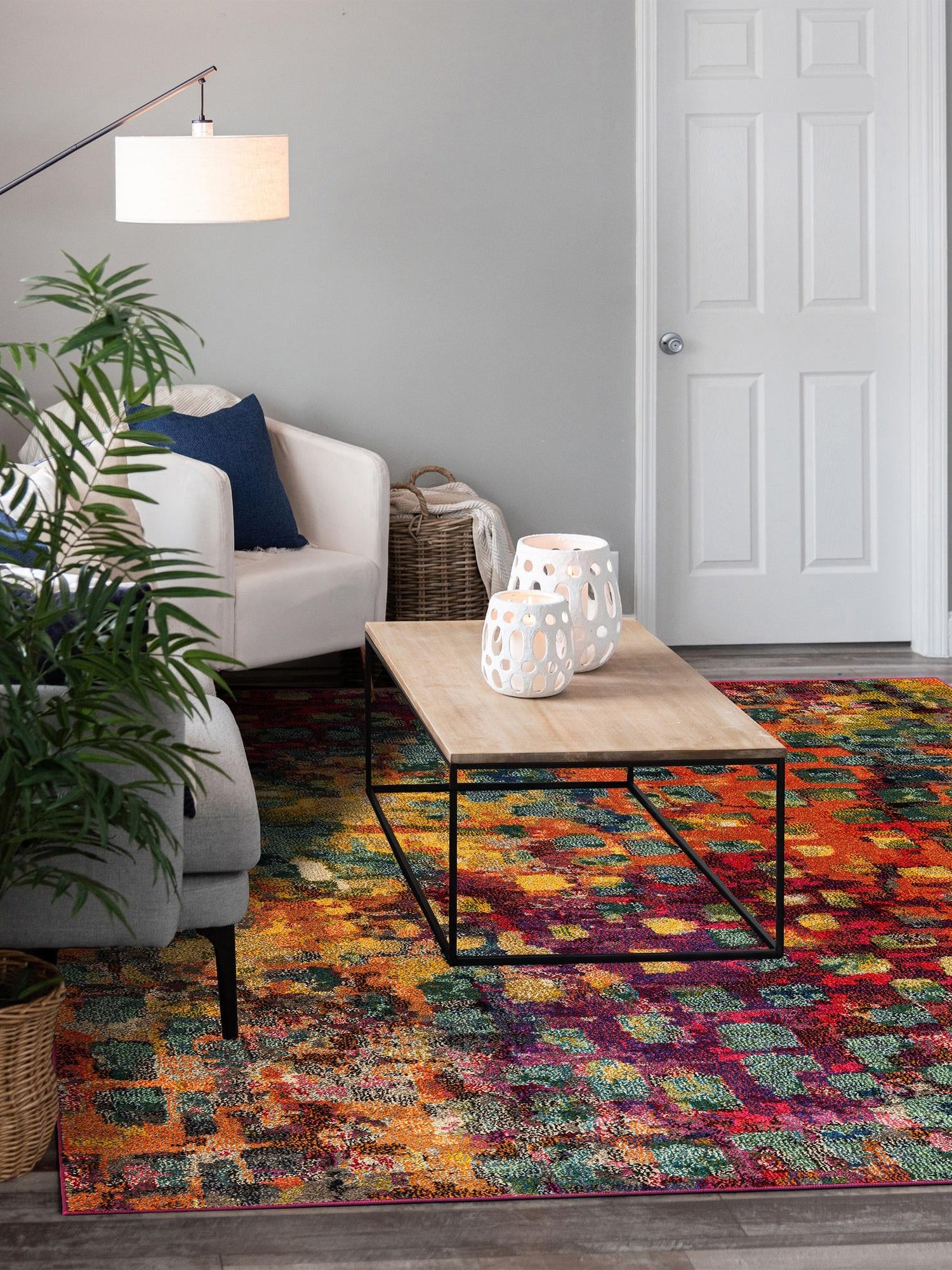 Multicolor 5' x 5' Jardin Square Area Rug 100% Polypropylene With Cotton Backing Colorful & Vivid Modern Carpet for Home Decor for Sale at Rug Engine