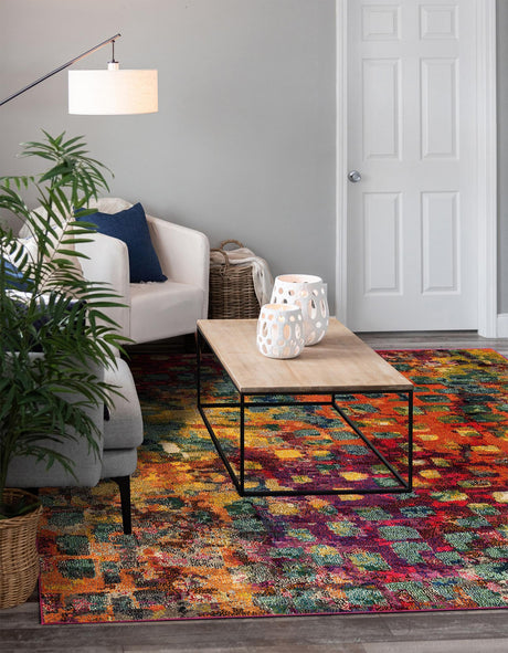 Multicolor 5' x 5' Jardin Square Area Rug 100% Polypropylene With Cotton Backing Colorful & Vivid Modern Carpet for Home Decor for Sale at Rug Engine