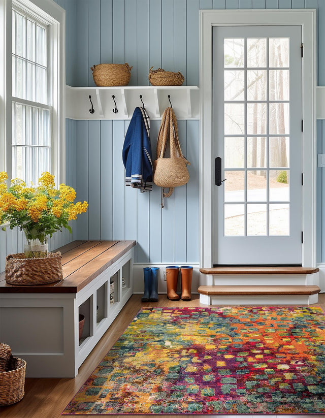 Multicolor 4' x 4' Jardin Square Area Rug 100% Polypropylene With Cotton Backing Colorful & Vivid Modern Carpet for Home Decor for Sale at Rug Engine