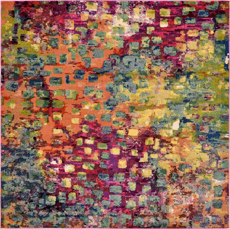 Multicolor 8' x 8' Jardin Square Area Rug 100% Polypropylene With Cotton Backing Colorful & Vivid Modern Carpet for Home Decor for Sale at Rug Engine