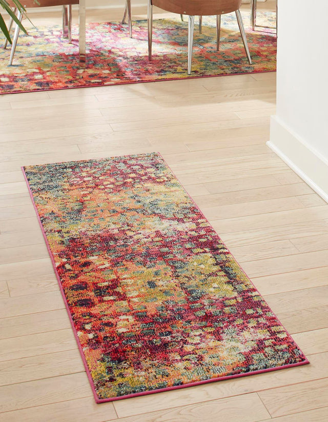 Multicolor 2' x 6' 1 Jardin Runner Area Rug 100% Polypropylene With Cotton Backing Colorful & Vivid Modern Carpet for Home Decor for Sale at Rug Engine