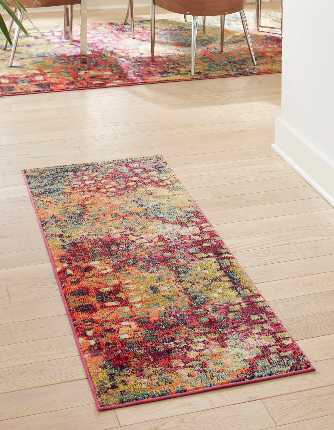 Multicolor 2' 7 x 12' Jardin Runner Area Rug 100% Polypropylene With Cotton Backing Colorful & Vivid Modern Carpet for Home Decor for Sale at Rug Engine