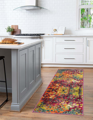 Multicolor 2' 7 x 12' Jardin Runner Area Rug 100% Polypropylene With Cotton Backing Colorful & Vivid Modern Carpet for Home Decor for Sale at Rug Engine