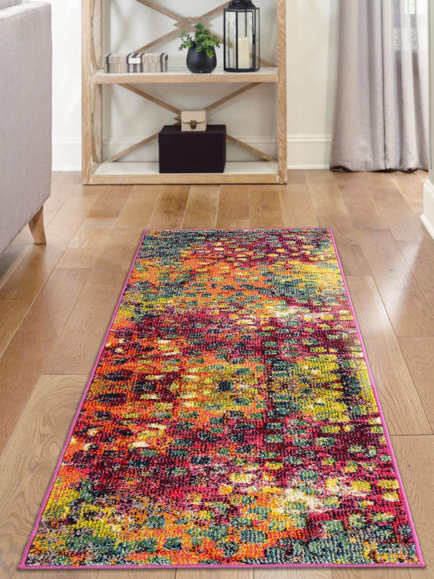 Multicolor 2' x 6' 1 Jardin Runner Area Rug 100% Polypropylene With Cotton Backing Colorful & Vivid Modern Carpet for Home Decor for Sale at Rug Engine