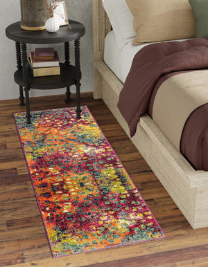 Multicolor 2' 7 x 12' Jardin Runner Area Rug 100% Polypropylene With Cotton Backing Colorful & Vivid Modern Carpet for Home Decor for Sale at Rug Engine