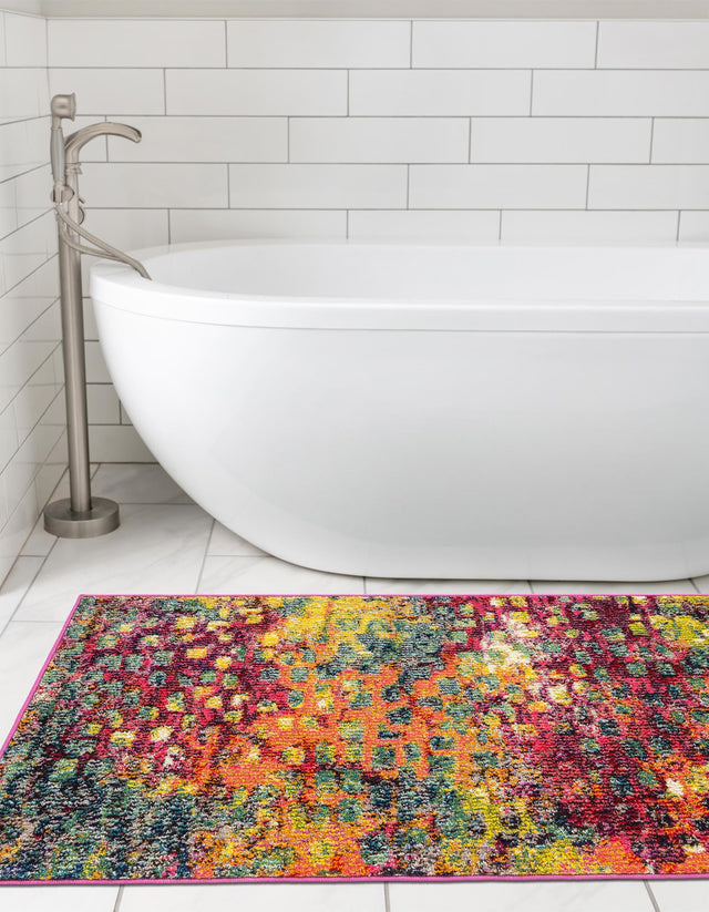 Multicolor 2' x 6' 1 Jardin Runner Area Rug 100% Polypropylene With Cotton Backing Colorful & Vivid Modern Carpet for Home Decor for Sale at Rug Engine