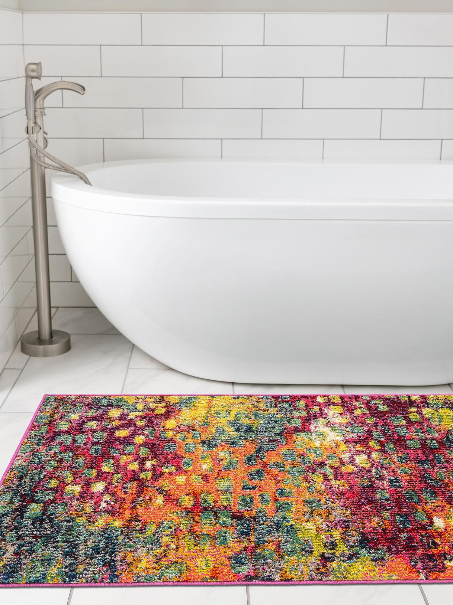 Multicolor 2' 7 x 12' Jardin Runner Area Rug 100% Polypropylene With Cotton Backing Colorful & Vivid Modern Carpet for Home Decor for Sale at Rug Engine