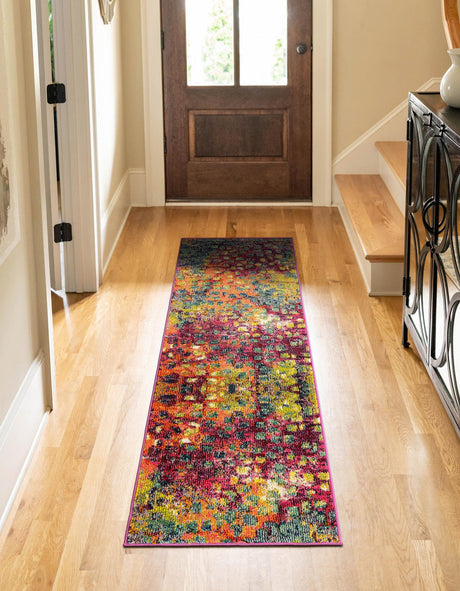 Multicolor 2' 7 x 12' Jardin Runner Area Rug 100% Polypropylene With Cotton Backing Colorful & Vivid Modern Carpet for Home Decor for Sale at Rug Engine