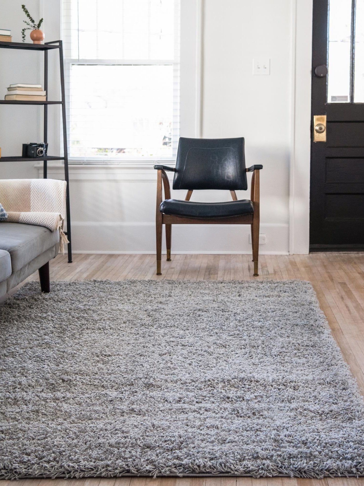 Cloud Gray 7' 1 x 10' Solid Shag Rectangle Area Rug Thick Soft Touch Fluffy & Plush Shaggy Pile Durable Minimalist Carpet for Classic Interior Design for Sale at Rug Engine