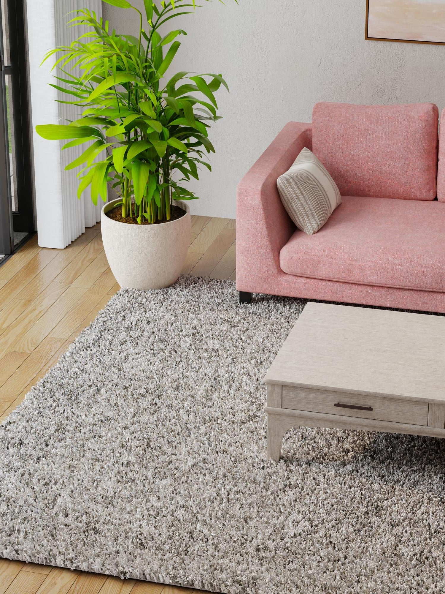 Cloud Gray 3' 1 x 5' 3 Solid Shag Rectangle Area Rug Thick Soft Touch Fluffy & Plush Shaggy Pile Discounted Clearance Final Sale