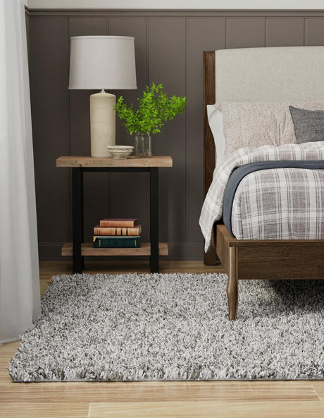 Cloud Gray 7' 10 x 11' Solid Shag Rectangle Area Rug Thick Soft Touch Fluffy & Plush Shaggy Pile Durable Minimalist Carpet for Classic Interior Design for Sale at Rug Engine