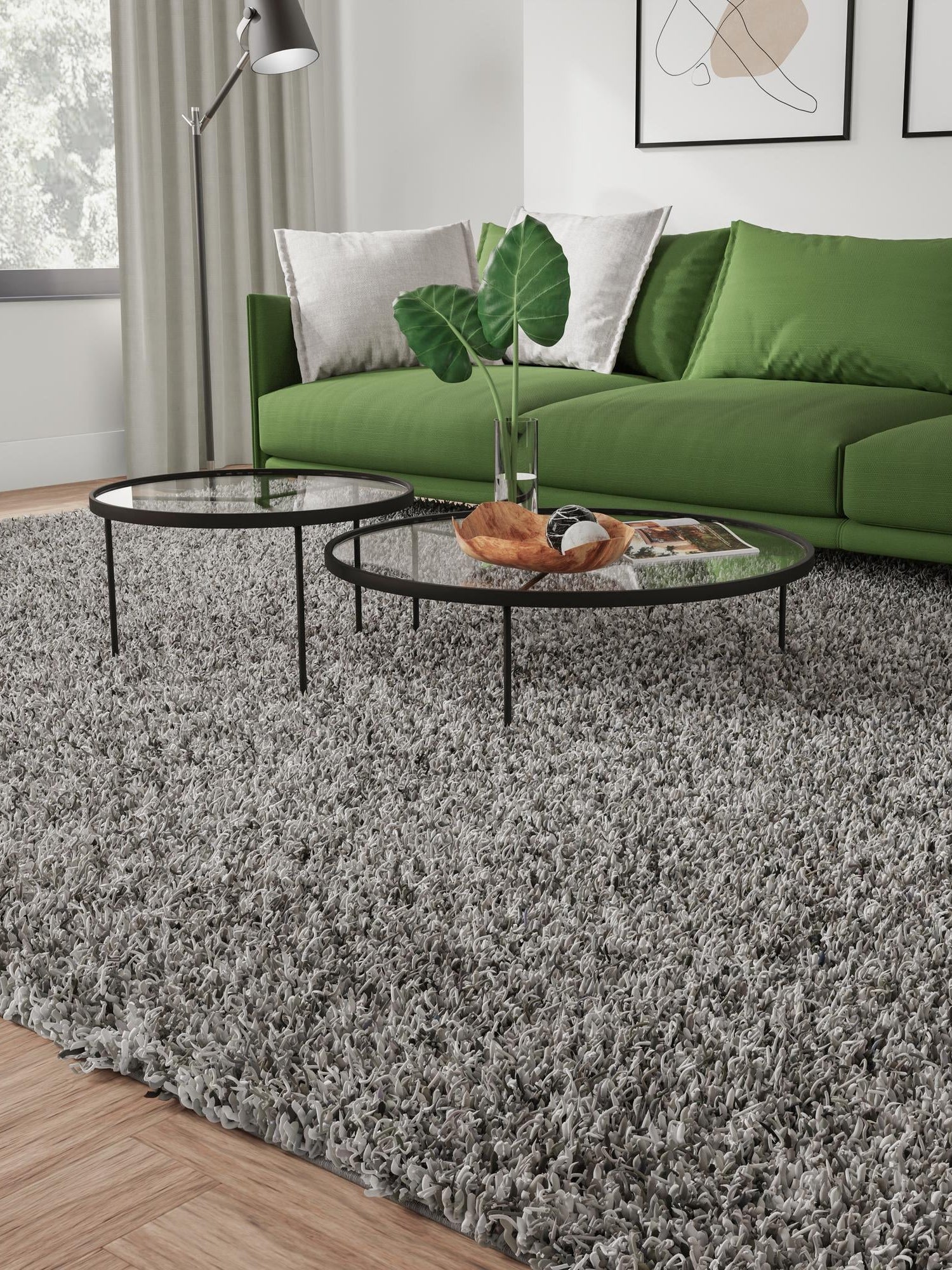 Cloud Gray 2' x 3' 1 Solid Shag Rectangle Area Rug Thick Soft Touch Fluffy & Plush Shaggy Pile Discounted Clearance Final Sale