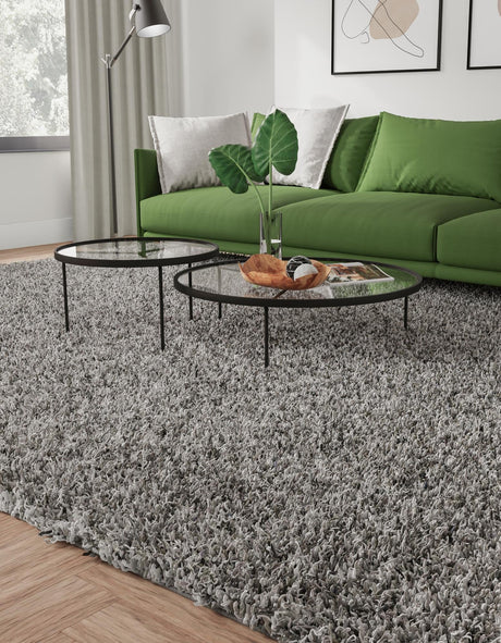 Cloud Gray 9' x 12' Solid Shag Rectangle Area Rug Thick Soft Touch Fluffy & Plush Shaggy Pile Discounted Clearance Final Sale