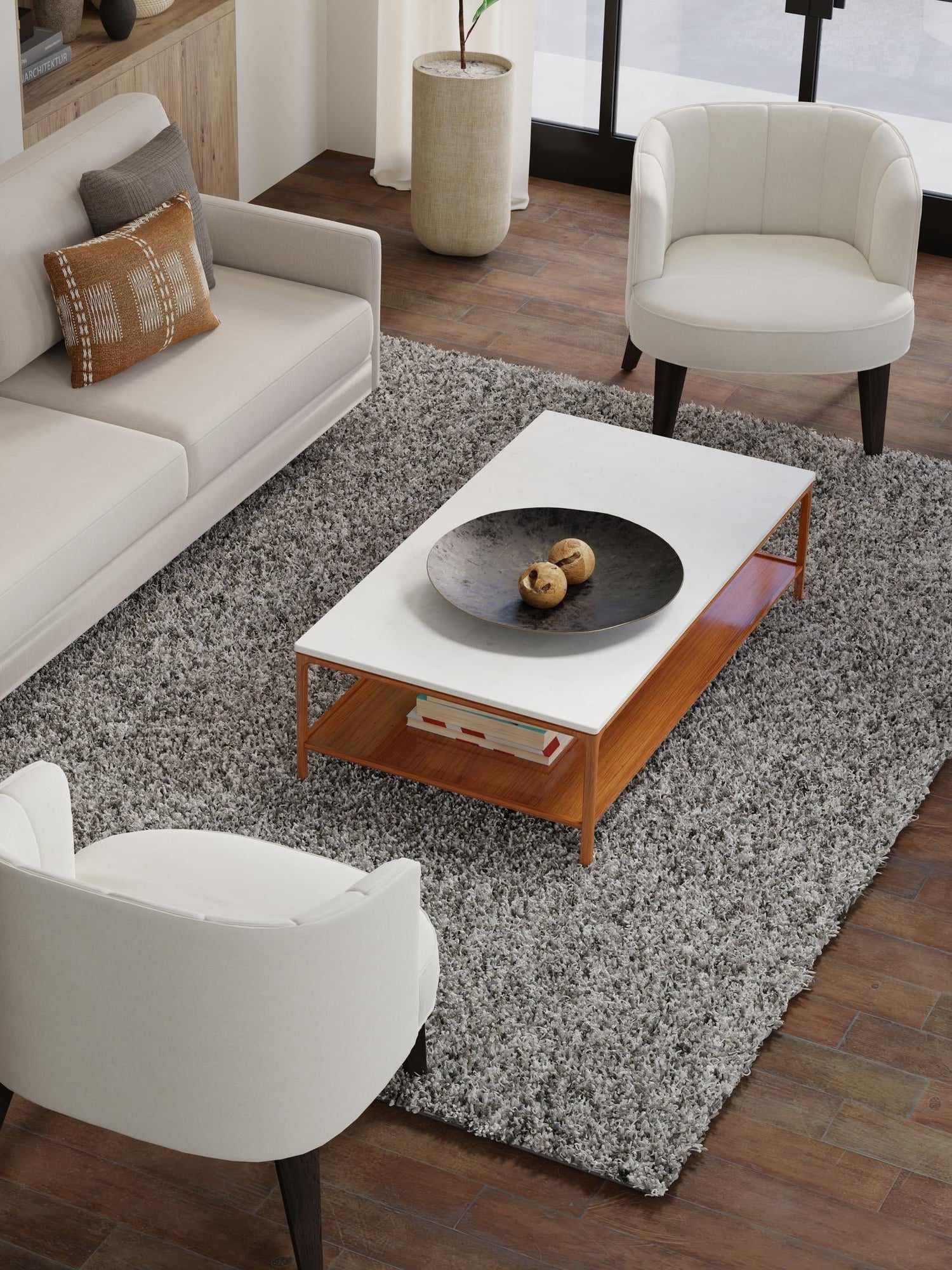 Cloud Gray 7' 10 x 11' Solid Shag Rectangle Area Rug Thick Soft Touch Fluffy & Plush Shaggy Pile Durable Minimalist Carpet for Classic Interior Design for Sale at Rug Engine