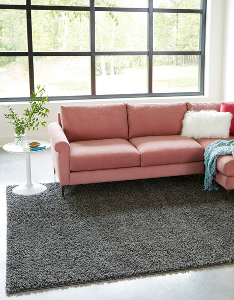 Graphite Gray 7' 10 x 7' 10 Solid Shag Square Area Rug Thick Soft Touch Fluffy & Plush Shaggy Pile
