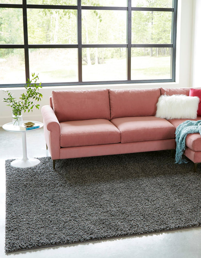 Graphite Gray 5' 3 x 5' 3 Solid Shag Square Area Rug Thick Soft Touch Fluffy & Plush Shaggy Pile