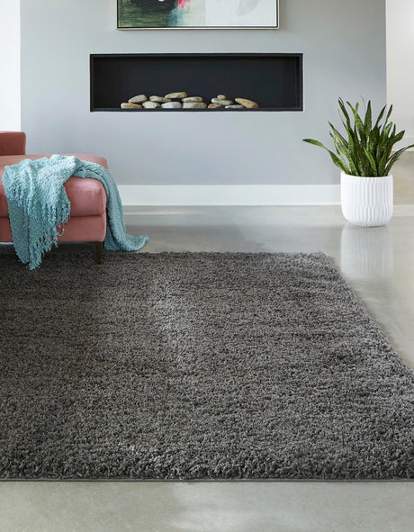 Graphite Gray 7' 10 x 7' 10 Solid Shag Square Area Rug Thick Soft Touch Fluffy & Plush Shaggy Pile Durable Minimalist Carpet for Classic Interior Design for Sale at Rug Engine