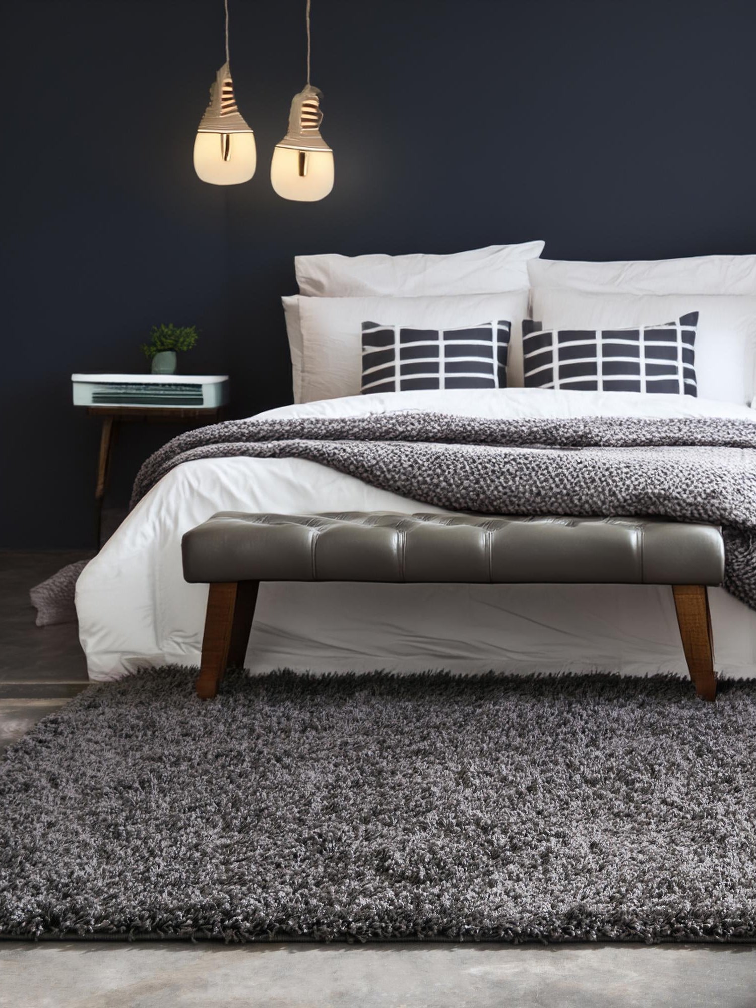 Graphite Gray 7' 10 x 7' 10 Solid Shag Square Area Rug Thick Soft Touch Fluffy & Plush Shaggy Pile Durable Minimalist Carpet for Classic Interior Design for Sale at Rug Engine