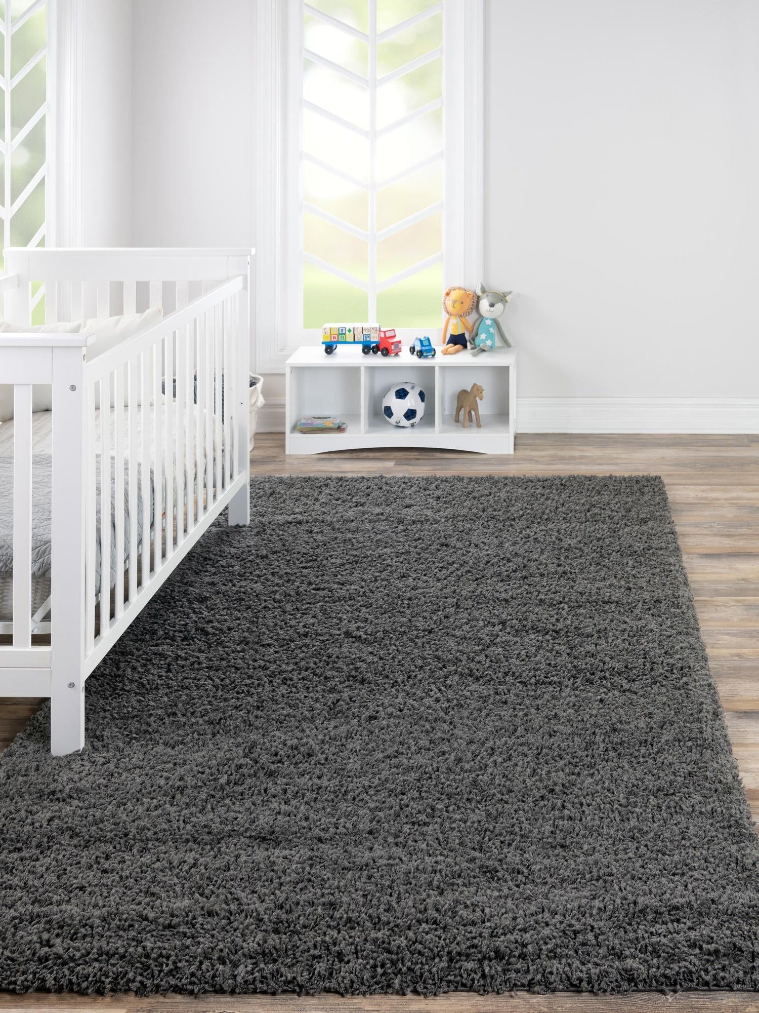 Graphite Gray 10' x 14' 1 Solid Shag Rectangle Area Rug Thick Soft Touch Fluffy & Plush Shaggy Pile Durable Minimalist Carpet for Classic Interior Design for Sale at Rug Engine