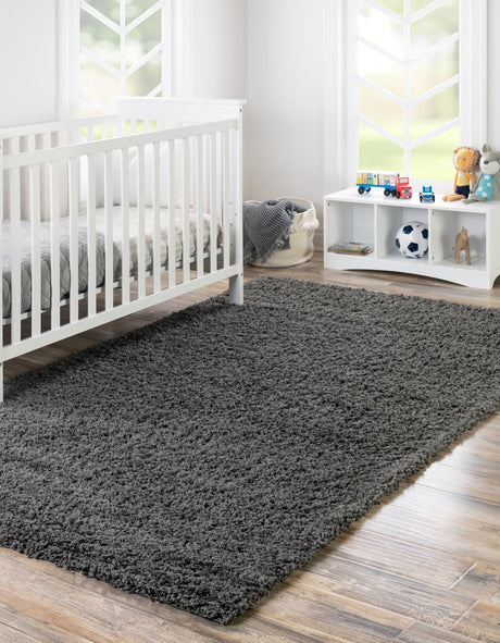 Graphite Gray 5' 3 x 8' Solid Shag Rectangle Area Rug Thick Soft Touch Fluffy & Plush Shaggy Pile Discounted Clearance Final Sale Durable Minimalist Carpet for Classic Interior Design for Sale at Rug Engine