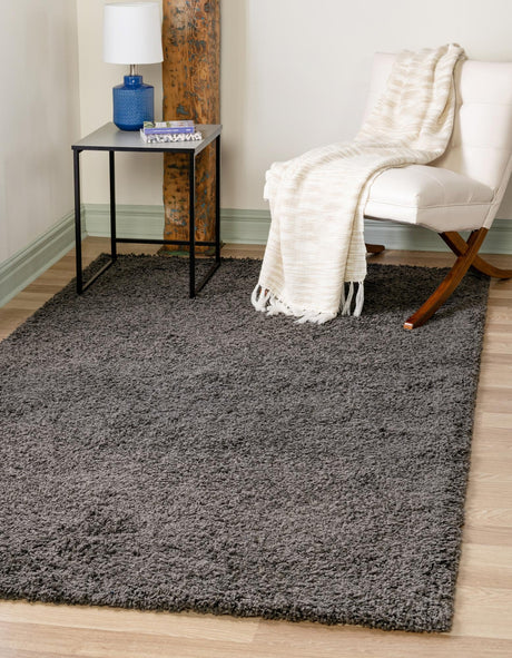 Graphite Gray 5' 3 x 8' Solid Shag Rectangle Area Rug Thick Soft Touch Fluffy & Plush Shaggy Pile Discounted Clearance Final Sale Durable Minimalist Carpet for Classic Interior Design for Sale at Rug Engine