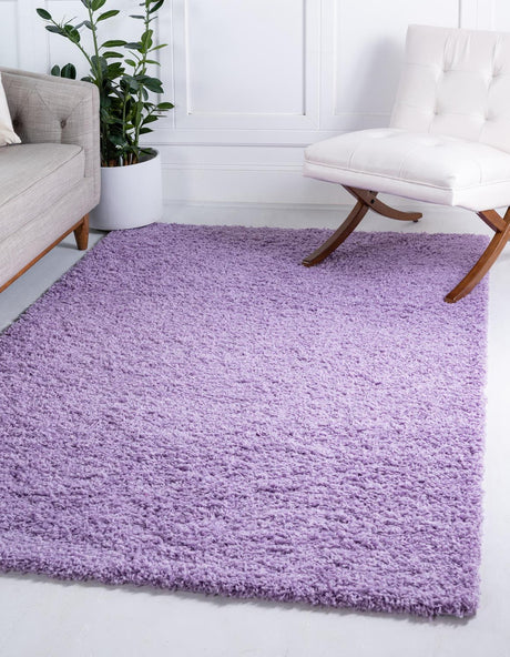 Lilac 6' 1 x 9' Solid Shag Rectangle Area Rug Thick Soft Touch Fluffy & Plush Shaggy Pile
