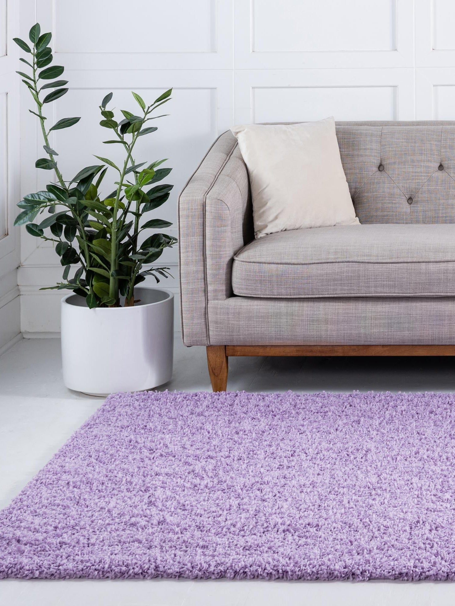 Lilac 7' 10 x 10' Solid Shag Rectangle Area Rug Thick Soft Touch Fluffy & Plush Shaggy Pile Durable Minimalist Carpet for Classic Interior Design for Sale at Rug Engine