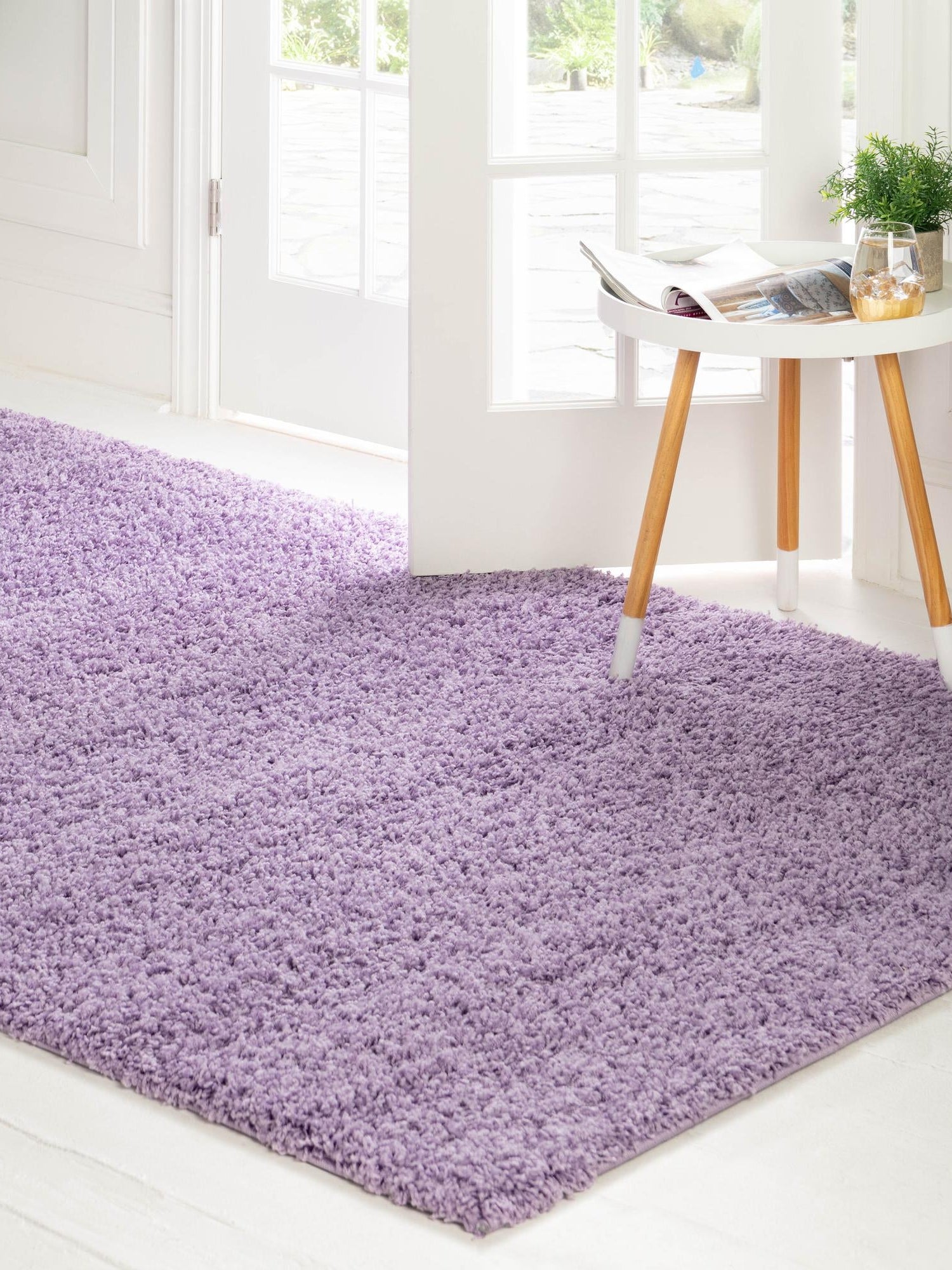 Lilac 7' 10 x 10' Solid Shag Rectangle Area Rug Thick Soft Touch Fluffy & Plush Shaggy Pile Durable Minimalist Carpet for Classic Interior Design for Sale at Rug Engine