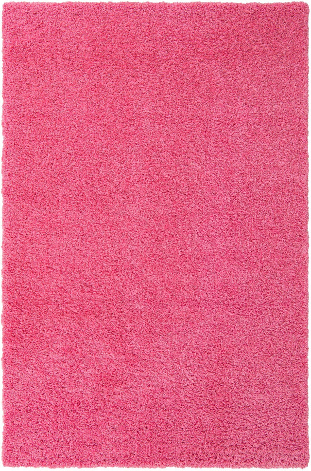 Taffy Pink 6' 1 x 9' Solid Shag Rectangle Area Rug Thick Soft Touch Fluffy & Plush Shaggy Pile