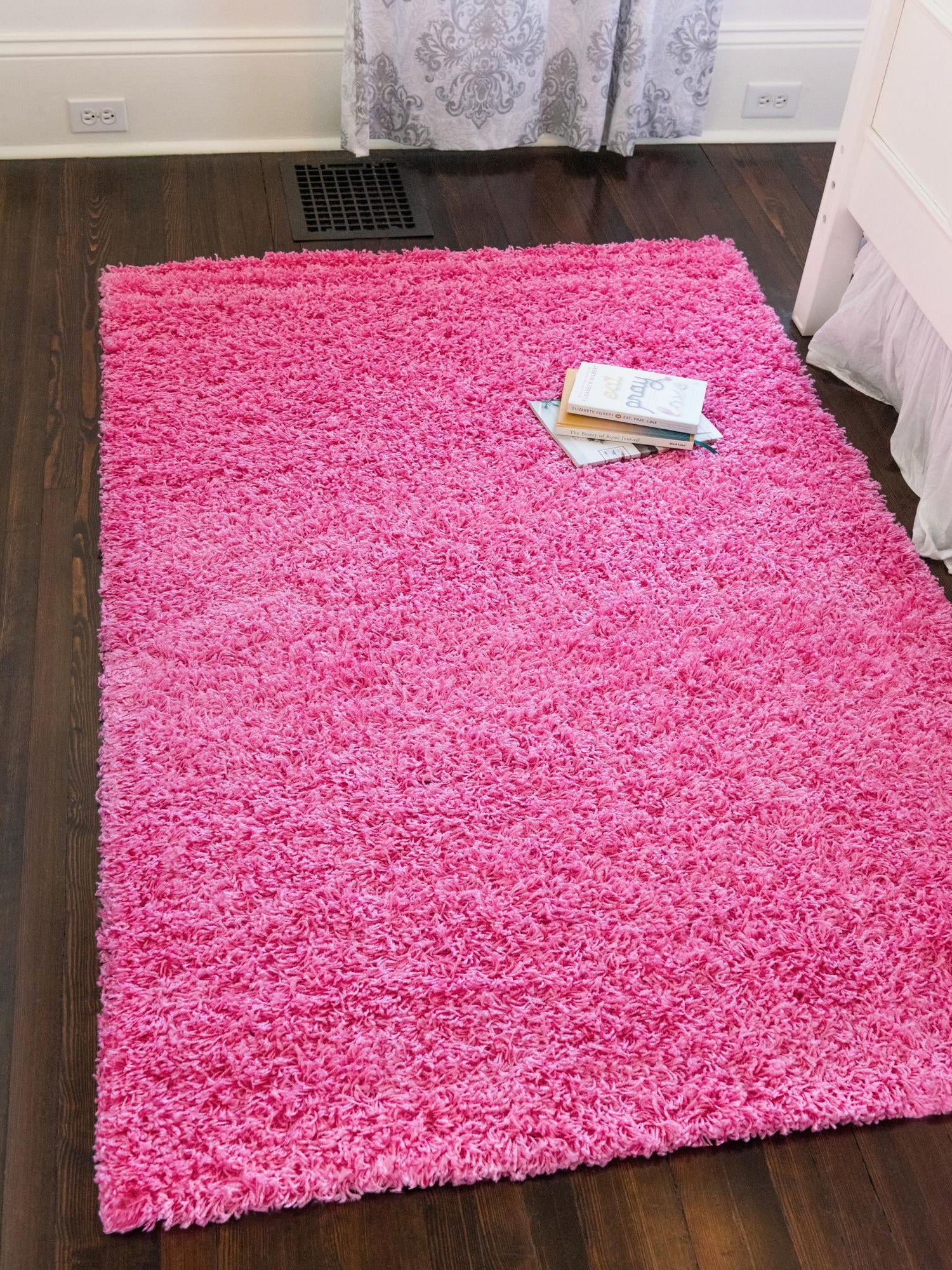 Taffy Pink 9' x 12' Solid Shag Rectangle Area Rug Thick Soft Touch Fluffy & Plush Shaggy Pile